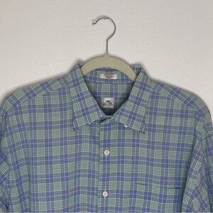 Peter Millar Blue and Green Plaid Shirt